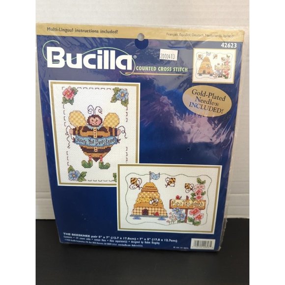 VTG NOS Bucilla Counted Cross Stitch 42623 The Beesknee Bumblebee Flowers - Picture 1 of 6